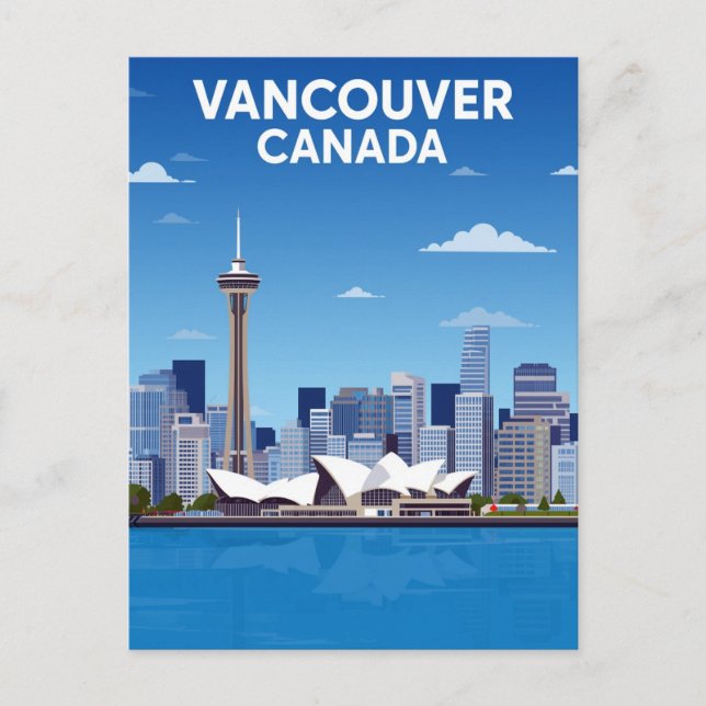 Vancouver Canada Skyline Vintage Postcard (Front)