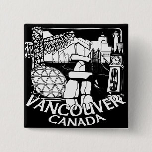 Vancouver Canada Souvenir Buttons Gastown Art Gift
