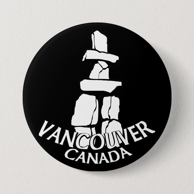 Vancouver Canada Souvenir Buttons Landmark Art (Front)