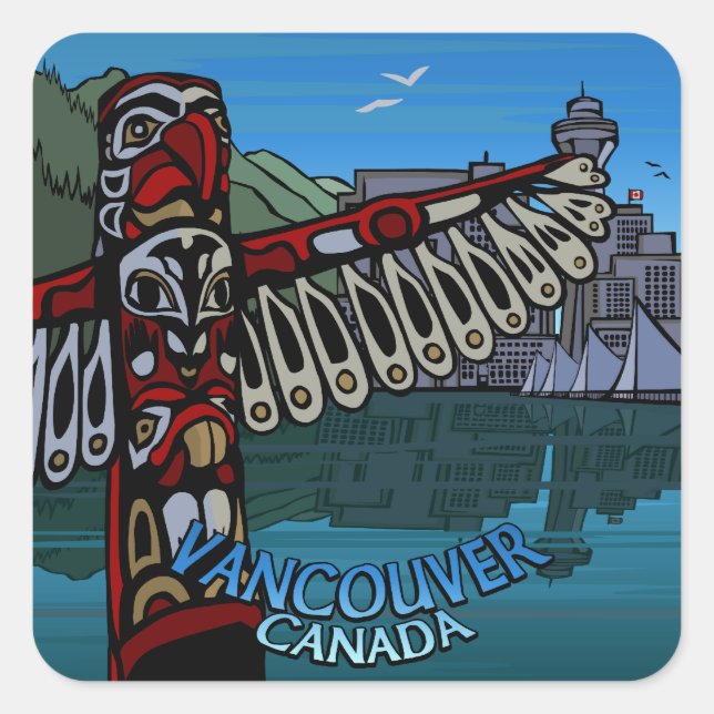 Vancouver Canada Stickers Landmark Souvenir Art (Front)
