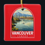 Vancouver Canada Travel Art Vintage Ceramic Ornament<br><div class="desc">Vancouver retro vector travel design. Vancouver,  a bustling west coast seaport in British Columbia,  is among Canada’s densest,  most ethnically diverse cities.</div>