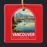 Vancouver Canada Travel Art Vintage Ceramic Ornament<br><div class="desc">Vancouver retro vector travel design. Vancouver,  a bustling west coast seaport in British Columbia,  is among Canada’s densest,  most ethnically diverse cities.</div>