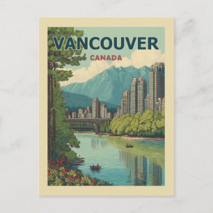 Vancouver Canada Travel Art Vintage Postcard