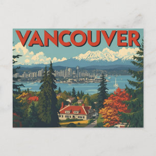 Vancouver Canada Travel Art Vintage Postcard