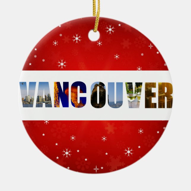 Vancouver Canada Travel Photos Christmas Ceramic Tree Decoration (Front)