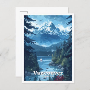 Vancouver Canada Vintage Art Travel Illustration Postcard