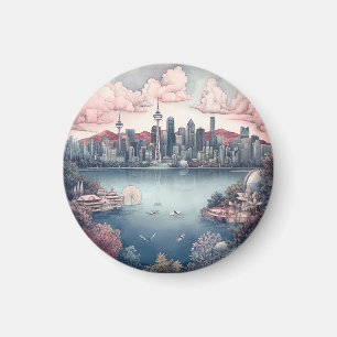 Vancouver City Canada Travel Painting  Magnet