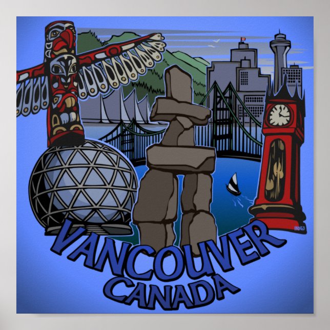 Vancouver First Nations Poster Landmark Art Decor (Front)