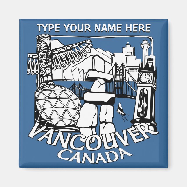 Vancouver Fridge Magnets Personalised Souvenir (Front)