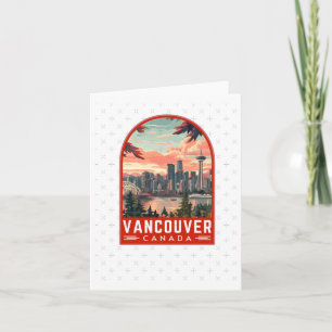 Vancouver In Canada Retro Vector Travel Art Emblem Card
