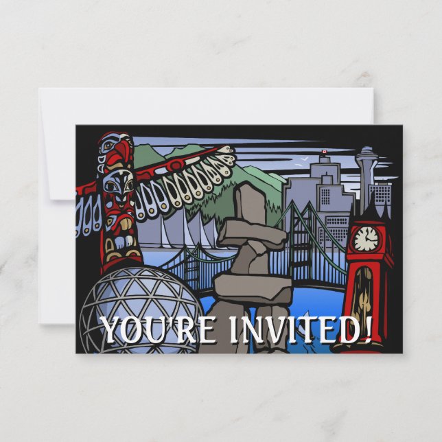 Vancouver Invitations Personalised Vancouver RSVP (Front)