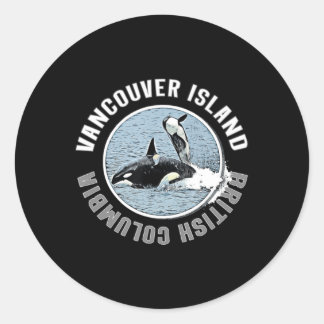 Vancouver Island BC Canada Orca Whales Adventure K Classic Round Sticker