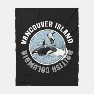 Vancouver Island BC Canada Orca Whales Adventure K Fleece Blanket