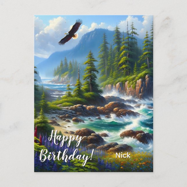Vancouver Island Nature Art Custom Happy Birthday Postcard (Front)