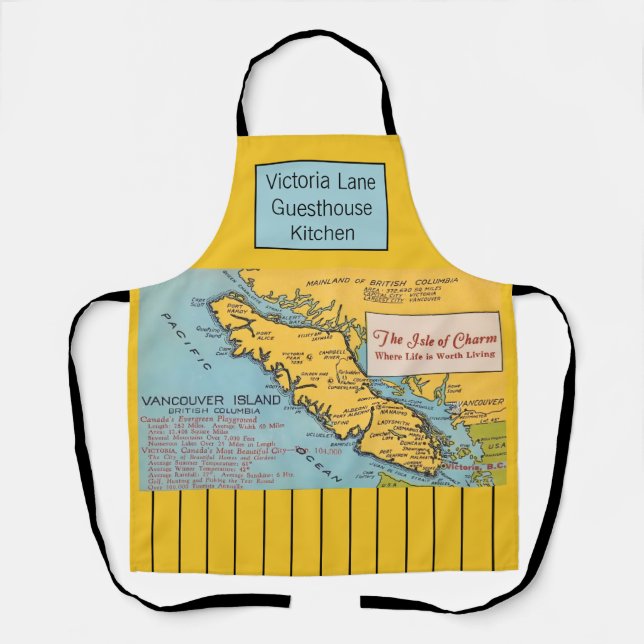 Vancouver Island Vintage Map Apron (Front)