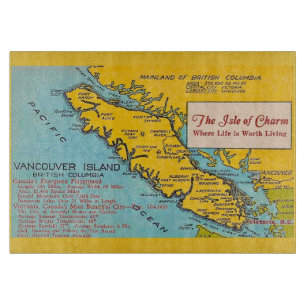 Vancouver Island Vintage Map Cutting Board