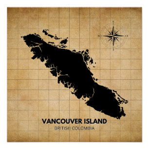Vancouver island Vintage Map Simple Poster