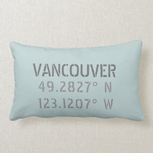Vancouver Latitude Longitude Throw Pillow