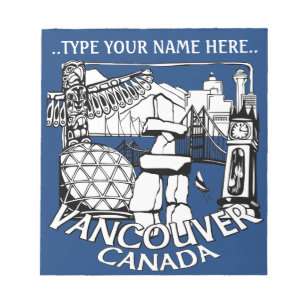 Vancouver Notepad Personalised Vancouver Souvenir