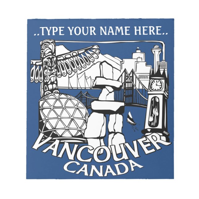 Vancouver Notepad Personalised Vancouver Souvenir (Front)