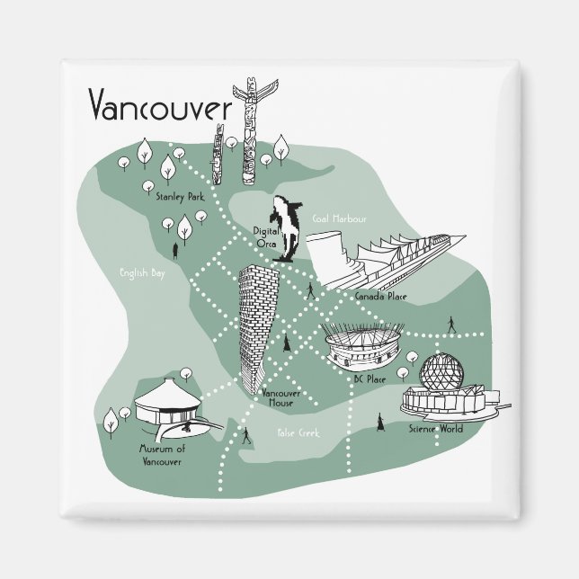 Vancouver Poster - green Magnet (Front)