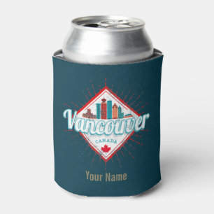Vancouver Skyline British Columbia Retro Canada Can Cooler