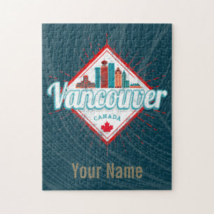 Vancouver Skyline British Columbia Retro Canada Jigsaw Puzzle