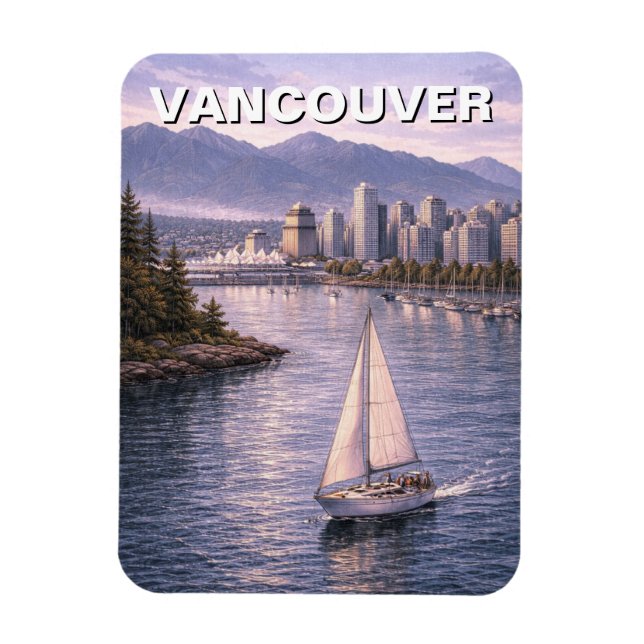 Vancouver Skyline Canada Travel Magnet (Vertical)