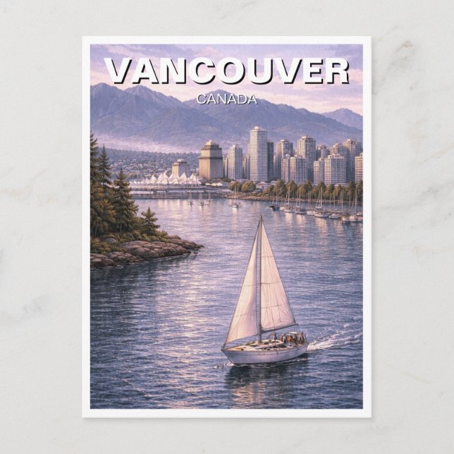 Vancouver Skyline Canada Travel Postcard (Front)