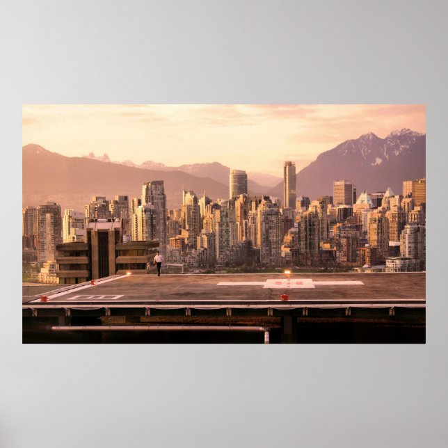 Vancouver Skyline Sunrise Panorama Poster (Front)