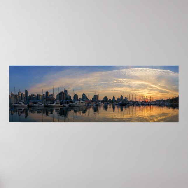 Vancouver Skyline - Yacht Harbour at Sunset Poster (Front)