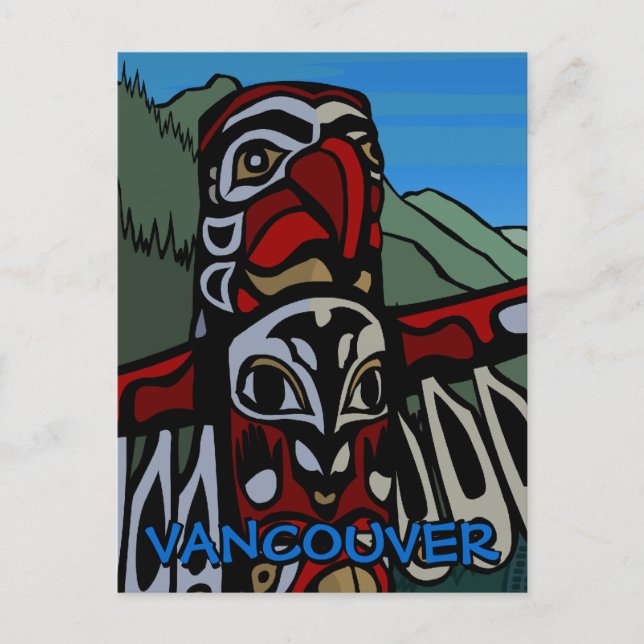 Vancouver Souvenir Postcards Totem Pole Landmarks (Front)
