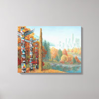 Vancouver Totem Poles Art Print Canvas