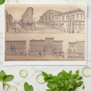 Vancouver Towel Gastown Art Souvenir Tea Towel