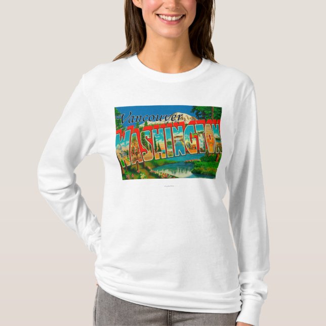 Vancouver, Washington - Large Letter Scenes T-Shirt (Front)