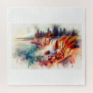 Vancouver Waterfall at Sunset,  Jigsaw Puzzle