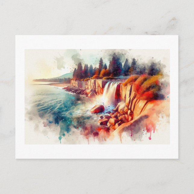 Vancouver Waterfall at Sunset,  Postcard (Front)