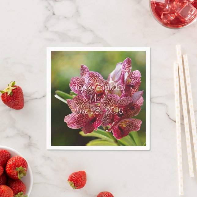 Vanda Orchid Cluster Birthday Paper Napkins (Insitu)