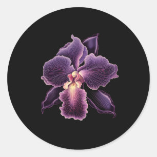 Vanda Purple Orchid Flower Plant Florist Gardener  Classic Round Sticker