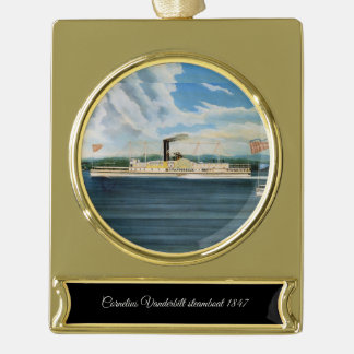 Vanderbilt steamboat 1847 gold plated banner ornament