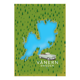 Vänern Sweden lake map Photo Print