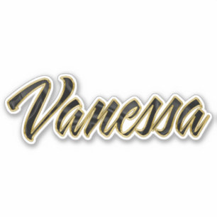 Vanessa black gold lettering sticker