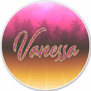 Vanessa First name name golden pink sticker sticke