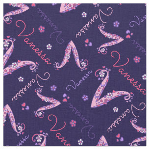 Vanessa letter V monogram heart flowers fabric