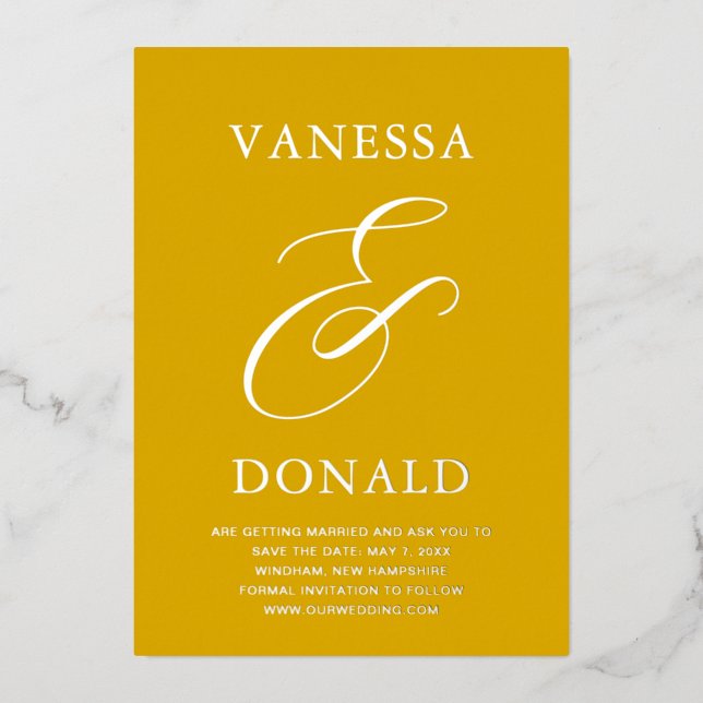 Vanessa Mustard Modern Wedding Save the Date (Front)
