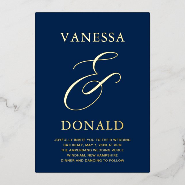 Vanessa Navy Blue Modern Wedding (Front)