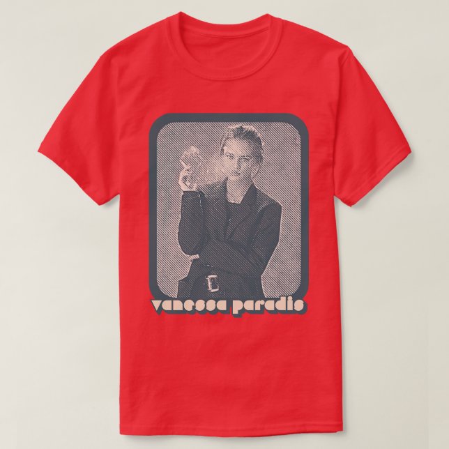 Vanessa Paradis Retro Style 80s Francophile Design T-Shirt (Design Front)