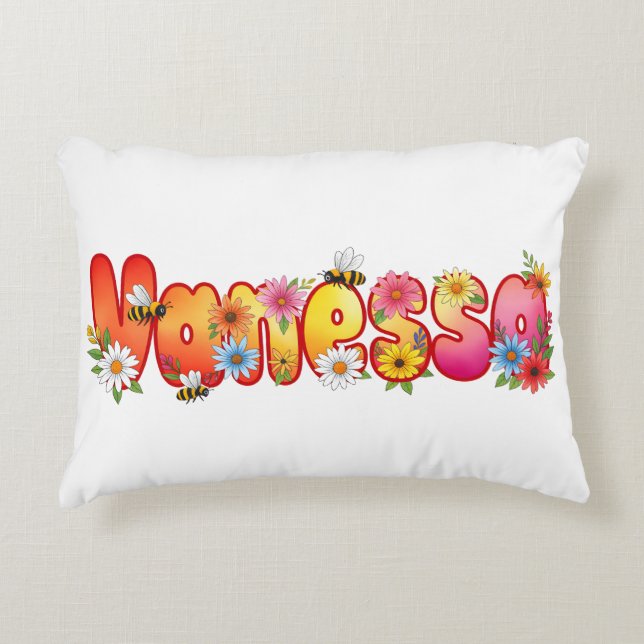 Vanessa - Personalized Bee Pillow (Front)