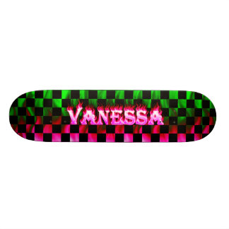 Vanessa skateboard pink fire and flames
