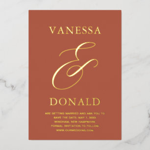 Vanessa Terracotta Modern Wedding Save the Date